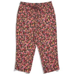 Sag Harbor Pants Women XL Cropped Red Pink Yellow Floral Summer Cottagecore